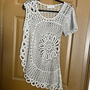 Gray Crochet Knit Top